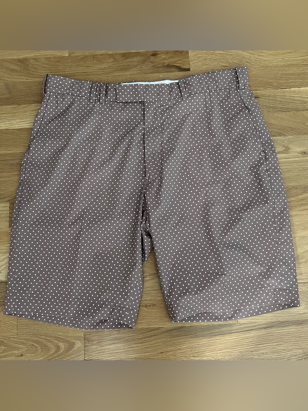 RLX Ralph Lauren Men's Brown Polka Dot Golf Shorts, Stretch, Pockets, Size 36